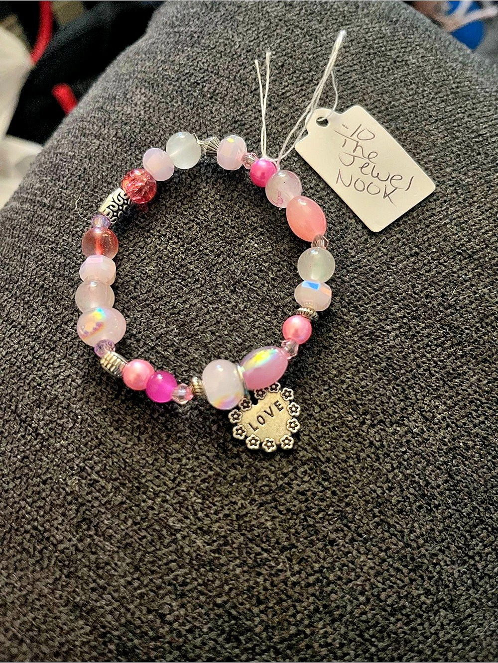 Pink & White Beaded Bracelet